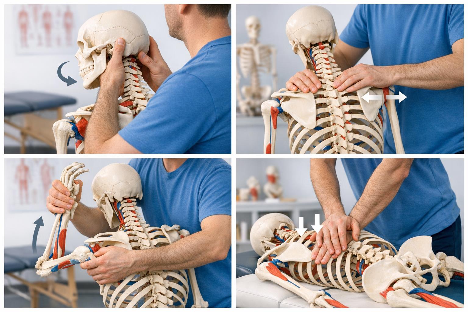 Zdjęcie pokazujące instrukcje technik manualnych na modelu anatomicznym